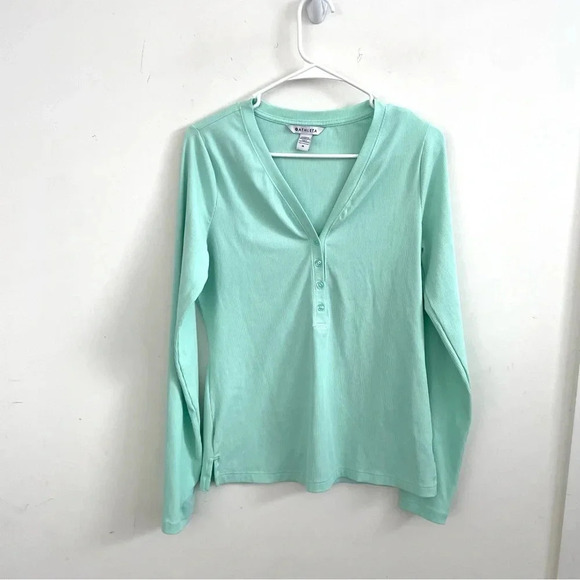 ATHLETA MINT GREEN RIBBED HENLEY TOP M - Picture 3 of 6